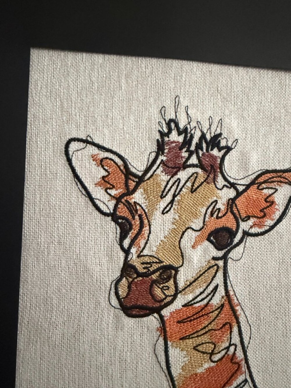Homemade Giraffe Embroidered Framed Art 11X14 - Picture 5 of 7